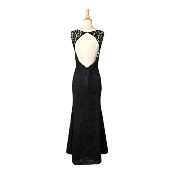 CHRISTINA WU Black Lace Gown Sweetheart Neck Glam Mermaid Occasion Size 12 - Picture 6 of 15